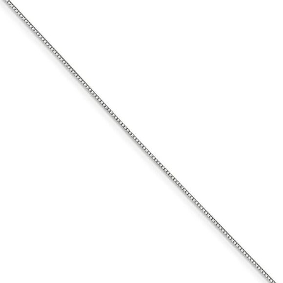 0.7mm, 14k White Gold, Box Chain Necklace, 28 Inch